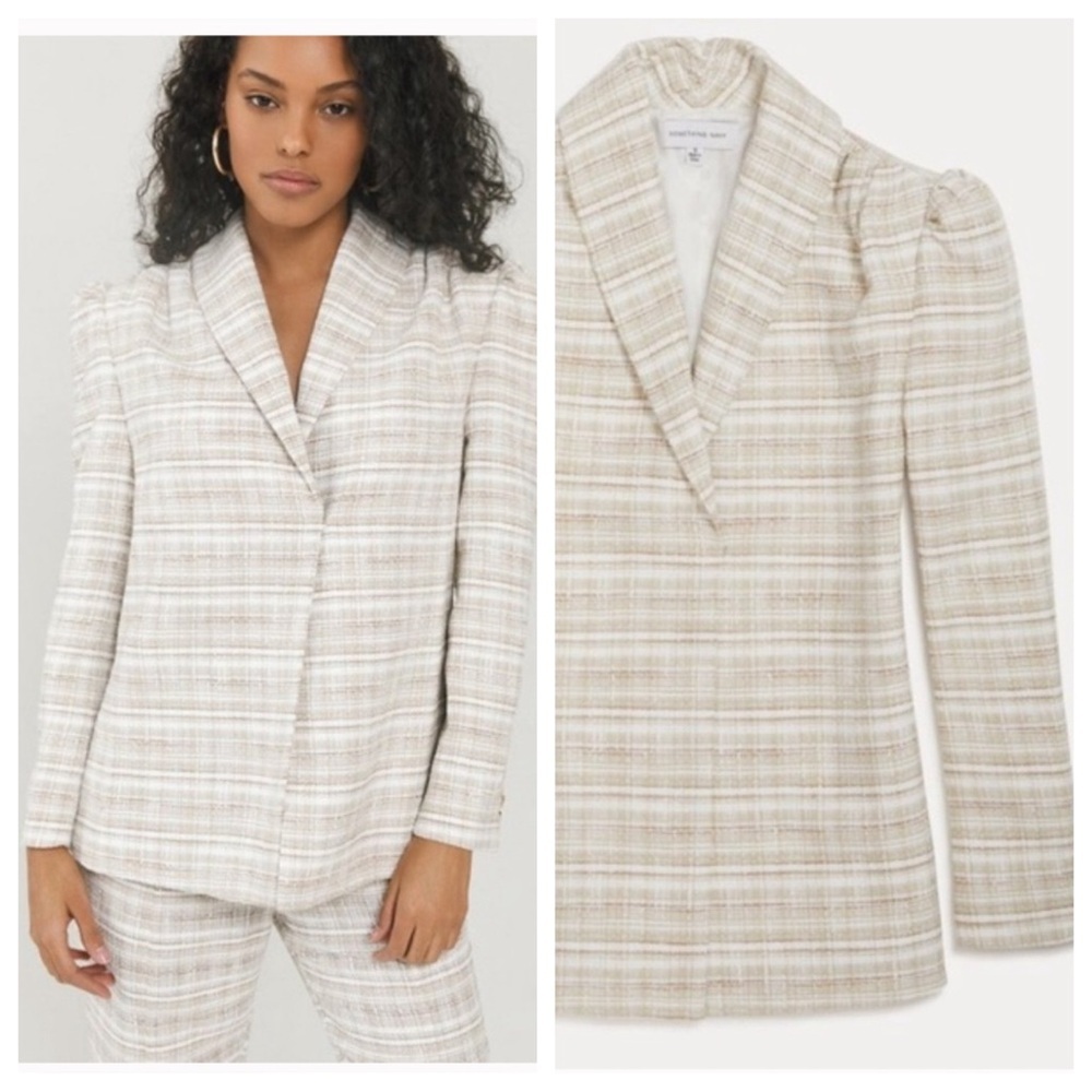 Something Navy Barbie Tweed Blazer Beige